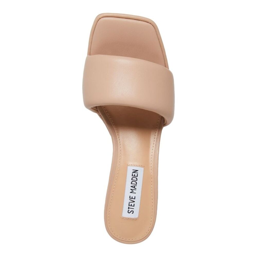 STEVE MADDEN Womens Beige Snazzy Toe Kitten Heel Slip On Heeled Sandal 5.5 M - Picture 3 of 4